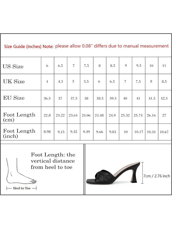 Amazon.com: LULLASONG Black Heels Sandals Block Chunky Mid  Women\'s Black Mid Square Toe Heeled Slip On Rubber Sandals Shoes